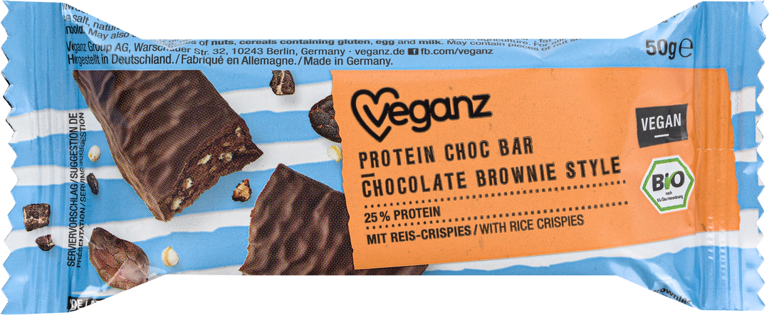 Økologisk Veganz Protein Choc Bar Chokolade Brownie Style 50g