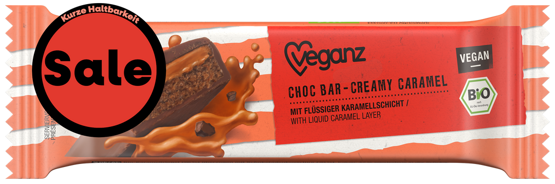 Bio Veganz Choc Bar Creamy Caramel 50g MHD-Ware