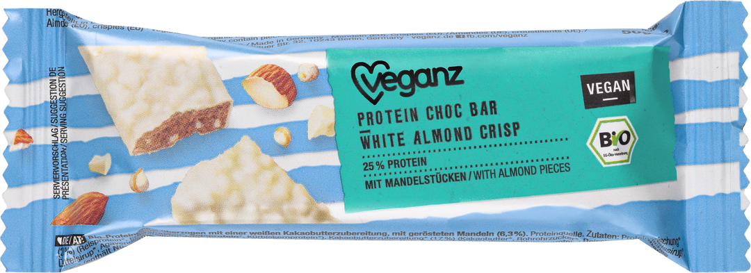 Økologisk Veganz Protein Choc Bar White Mandel Crisp 50g