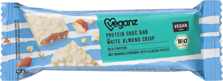 Økologisk Veganz Protein Choc Bar White Mandel Crisp 50g